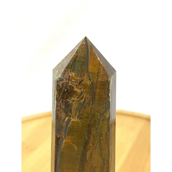 Tigers Eye Tower Obelisk Point 5 7/8" Natural Quartz Crystal 306g - Picture 2 of 16